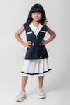 Buy_Partykles_Navy Rayon Beads, Embroidery Bee Blazer And Skirt Set _at_Aza_Fashions