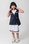 Buy_Partykles_Navy Rayon Beads, Embroidery Bee Blazer And Skirt Set _Online_at_Aza_Fashions
