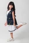 Shop_Partykles_Navy Rayon Beads, Embroidery Bee Blazer And Skirt Set _Online_at_Aza_Fashions