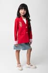 Partykles_Red Rayon Embroidery Cheeta Blazer _Online_at_Aza_Fashions