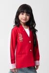 Buy_Partykles_Red Rayon Embroidery Cheeta Blazer 