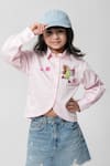Shop_Partykles_Pink Cotton Satin Cut Work, Embroidery Pickle Ball Theme Shirt _Online_at_Aza_Fashions