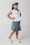 Partykles_White Cotton Satin Sequins Pickle Embroidered Cropped Shirt _Online_at_Aza_Fashions