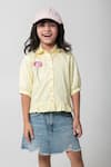 Buy_Partykles_Yellow Cotton Satin Embroidery, Sequins Flower Shirt _at_Aza_Fashions