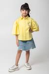 Buy_Partykles_Yellow Cotton Satin Embroidery, Beads, Sequins Pear Shirt _Online_at_Aza_Fashions