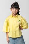 Buy_Partykles_Yellow Cotton Satin Embroidery, Beads, Sequins Pear Shirt _at_Aza_Fashions