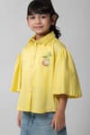 Shop_Partykles_Yellow Cotton Satin Embroidery, Beads, Sequins Pear Shirt _Online_at_Aza_Fashions
