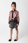 Partykles_Maroon Net Sequins Work Bomber Jacket _at_Aza_Fashions