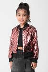 Buy_Partykles_Maroon Net Sequins Work Bomber Jacket _at_Aza_Fashions