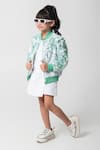 Partykles_Mint Net Sequins Work Bomber Jacket _Online_at_Aza_Fashions