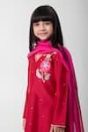 Partykles_Red Chanderi Silk Embroidery, Sequins Kurta Set _Online_at_Aza_Fashions