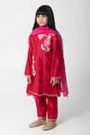Buy_Partykles_Red Chanderi Silk Embroidery, Sequins Kurta Set _Online_at_Aza_Fashions