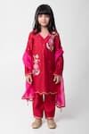 Shop_Partykles_Red Chanderi Silk Embroidery, Sequins Kurta Set _Online_at_Aza_Fashions