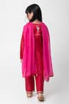 Shop_Partykles_Red Chanderi Silk Embroidery, Sequins Kurta Set _at_Aza_Fashions