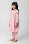 Buy_Partykles_Peach Cotton, Silk Embroidery, Patchwork, Tassels Floral Kurta With Pant _Online_at_Aza_Fashions