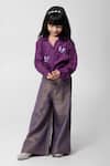 Partykles_Purple Silk Applique Butterfly Shirt With Pant _Online_at_Aza_Fashions