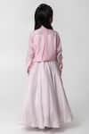 Shop_Partykles_Pink Silk Embroidery Tie-up Shirt With Skirt _at_Aza_Fashions