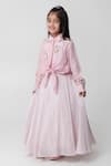 Buy_Partykles_Pink Silk Embroidery Tie-up Shirt With Skirt _at_Aza_Fashions