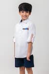 Buy_Partykles_White Cotton Embroidery Race Car Shirt _Online_at_Aza_Fashions
