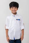 Buy_Partykles_White Cotton Embroidery Race Car Shirt _at_Aza_Fashions