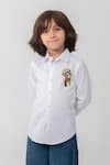 Buy_Partykles_White Cotton Embroidery, Patchwork Raccoon Shirt _at_Aza_Fashions