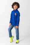 Buy_Partykles_Blue Cotton Embroidery Football Patchwork Shirt _Online_at_Aza_Fashions