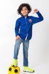 Shop_Partykles_Blue Cotton Embroidery Football Patchwork Shirt _Online_at_Aza_Fashions