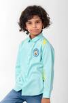 Partykles Aqua Cotton Embroidery Manchester City Shirt Online at Aza Fashions Partykles_Aqua Cotton Embroidery Manchester City Shirt _Online_at_Aza_Fashions