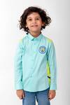 Buy Partykles Aqua Cotton Embroidery Manchester City Shirt at Aza Fashions Buy_Partykles_Aqua Cotton Embroidery Manchester City Shirt _at_Aza_Fashions