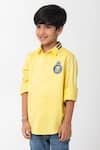 Buy_Partykles_Yellow Cotton Embroidery, Patchwork Ronaldo Shirt _at_Aza_Fashions
