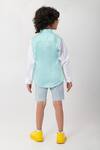 Shop_Partykles_Aqua Cotton Embroidery Sea Creature Shirt _at_Aza_Fashions
