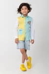 Partykles_Aqua Cotton Embroidery Sea Creature Shirt _at_Aza_Fashions