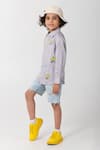 Partykles_Gray Cotton Embroidery Expression Shirt _Online_at_Aza_Fashions
