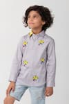 Buy_Partykles_Gray Cotton Embroidery Expression Shirt _at_Aza_Fashions