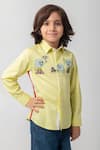 Buy Partykles Yellow Cotton Embroidery Neon Football Shirt at Aza Fashions Buy_Partykles_Yellow Cotton Embroidery Neon Football Shirt _at_Aza_Fashions