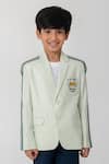 Buy_Partykles_Mint Embroidery, Piping Pickleball Logo Blazer _at_Aza_Fashions