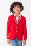 Buy_Partykles_Red Pink Contrast Detailed Collar Blazer _at_Aza_Fashions