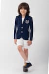 Buy_Partykles_Navy Embroidery, Piping School Boy Logo Blazer _Online_at_Aza_Fashions