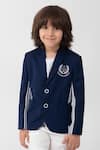Buy_Partykles_Navy Embroidery, Piping School Boy Logo Blazer _at_Aza_Fashions