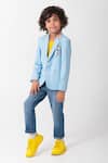 Partykles Sky Blue Rayon Embroidery Rainbow Collar Blazer Online at Aza Fashions Partykles_Sky Blue Rayon Embroidery Rainbow Collar Blazer _Online_at_Aza_Fashions
