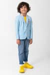 Buy Partykles Sky Blue Rayon Embroidery Rainbow Collar Blazer at Aza Fashions Buy_Partykles_Sky Blue Rayon Embroidery Rainbow Collar Blazer _at_Aza_Fashions