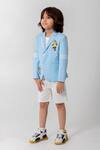 Partykles_Sky Blue Rayon Embroidery Pickleball Logo Blazer _Online_at_Aza_Fashions