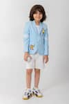 Buy_Partykles_Sky Blue Rayon Embroidery Pickleball Logo Blazer _Online_at_Aza_Fashions