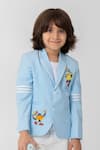 Buy_Partykles_Sky Blue Rayon Embroidery Pickleball Logo Blazer _at_Aza_Fashions