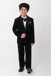 Buy_Partykles_Black Polyester, Suiting Shawl Collar Tuxedo Set _at_Aza_Fashions