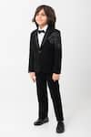 Buy_Partykles_Black Polyester, Suiting Beads, Embroidery Lion Tuxedo _at_Aza_Fashions