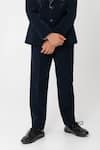 Partykles_Navy Polyester, Suiting Beads, Embroidery Floral Tuxedo Set _Online_at_Aza_Fashions