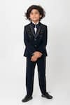 Buy_Partykles_Navy Polyester, Suiting Beads, Embroidery Floral Tuxedo Set _Online_at_Aza_Fashions
