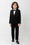Buy_Partykles_Black Polyester, Suiting Embroidery Nalki Work Tuxedo _at_Aza_Fashions