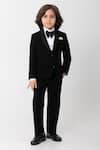 Buy_Partykles_Black Polyester, Suiting Piping Detailed Tuxedo Set _at_Aza_Fashions